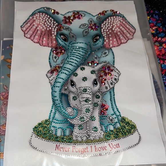 Finished Colorful Elephant Embellished Diamond Painting Artwork - Picture 2 of 2